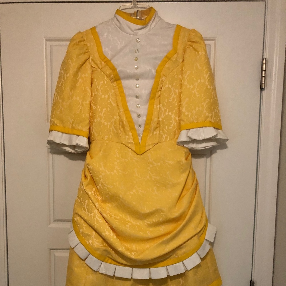 Vintage Yellow/White Brocade Skirt/Top Costume